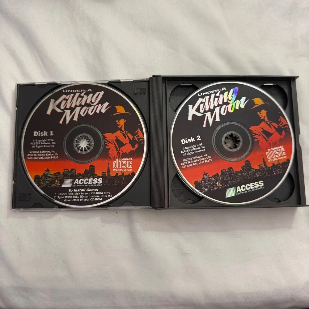 Under A Killing Moon PC Game 1994 Access Software MS-DOS 4-Disc Set Retro FMV